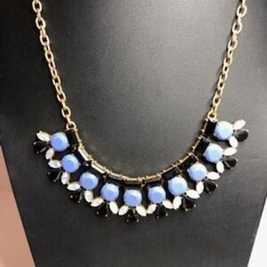 689 J.Crew Goldtone Blue stone  CZ  station necklace